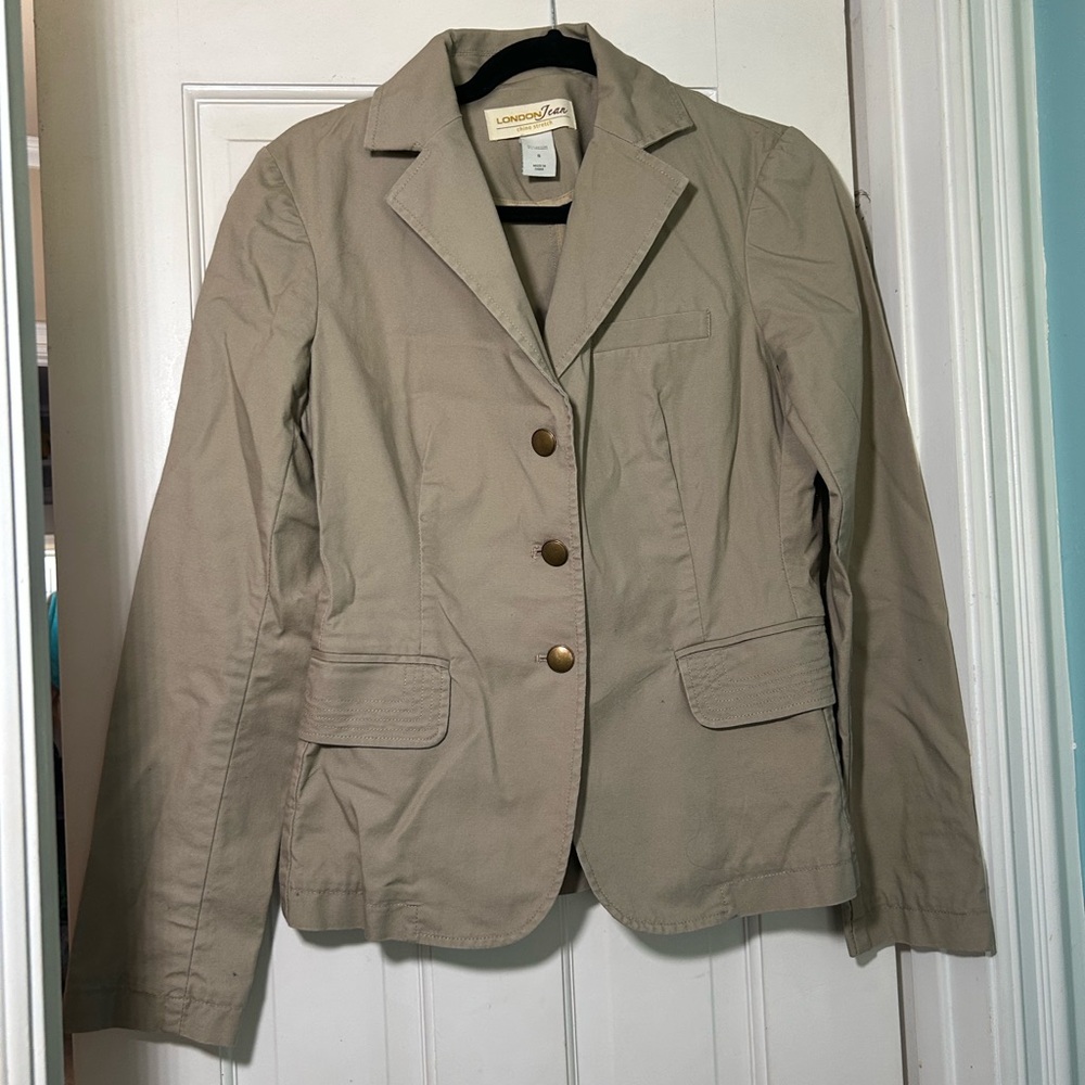 LONDONJEAN Tan Blazer Structured Suit Jacket